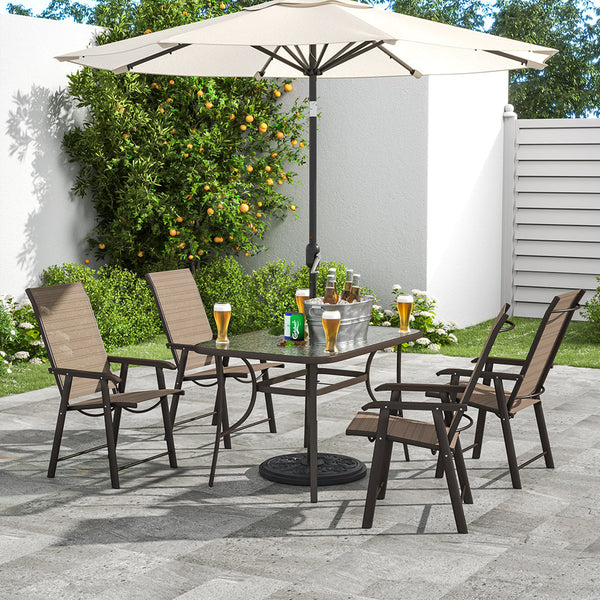 4/6 Seater Glass Garden Table with Parasol Hole Living and Home