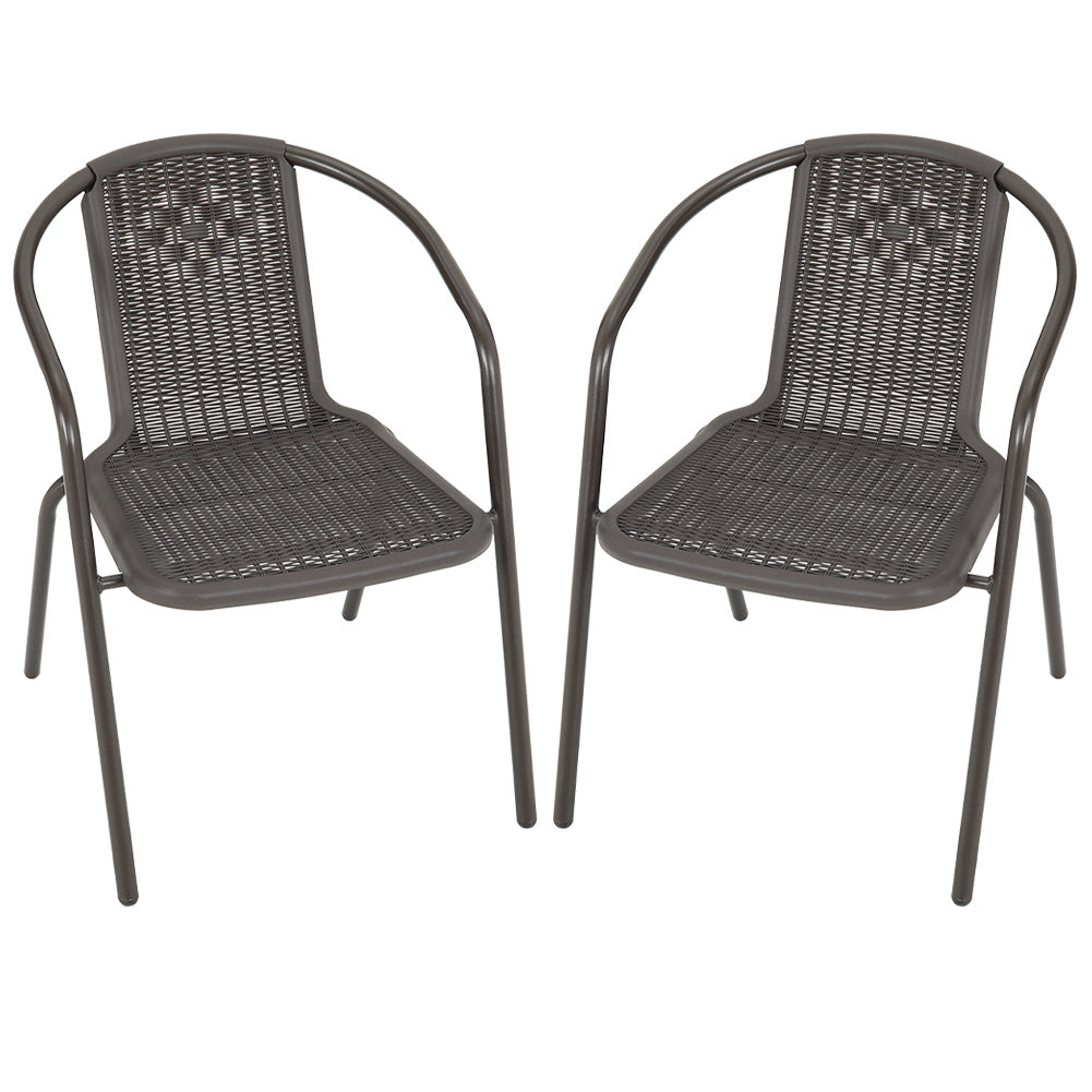 Garden Ripple Round Table With Umbrella Hole Or 2/4/6 Stacking Chairs Garden Dining Sets Living and Home Only 2Pcs Brown Chairs