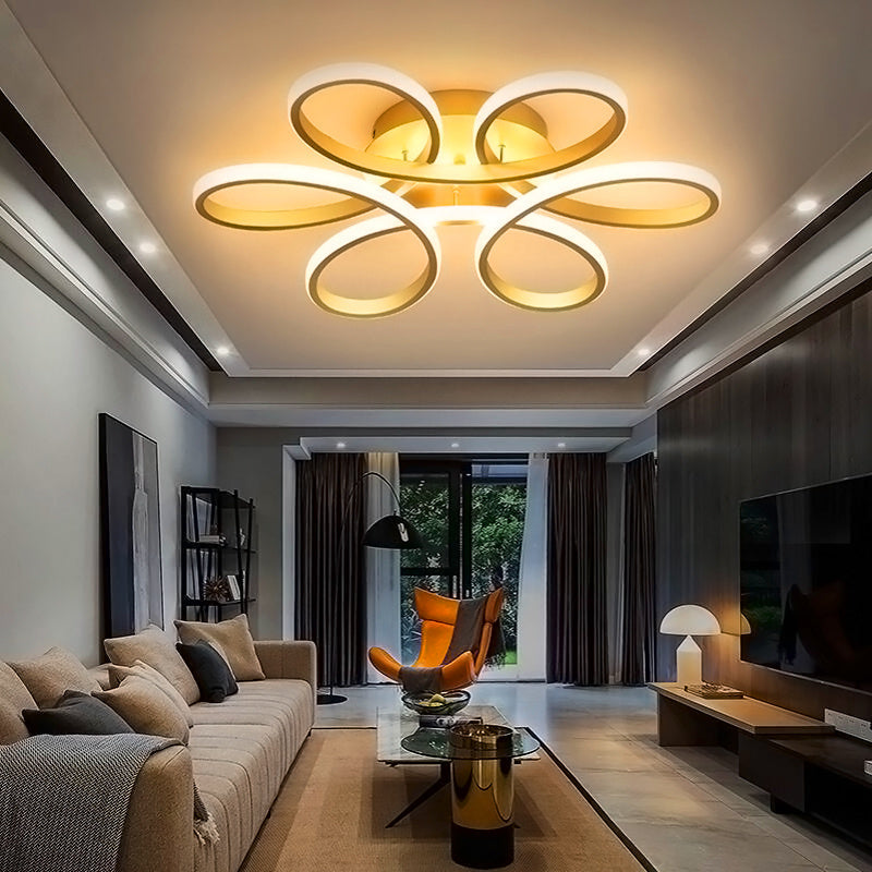 Golden Frame Modern Cool White LED Chandelier Ceiling Light