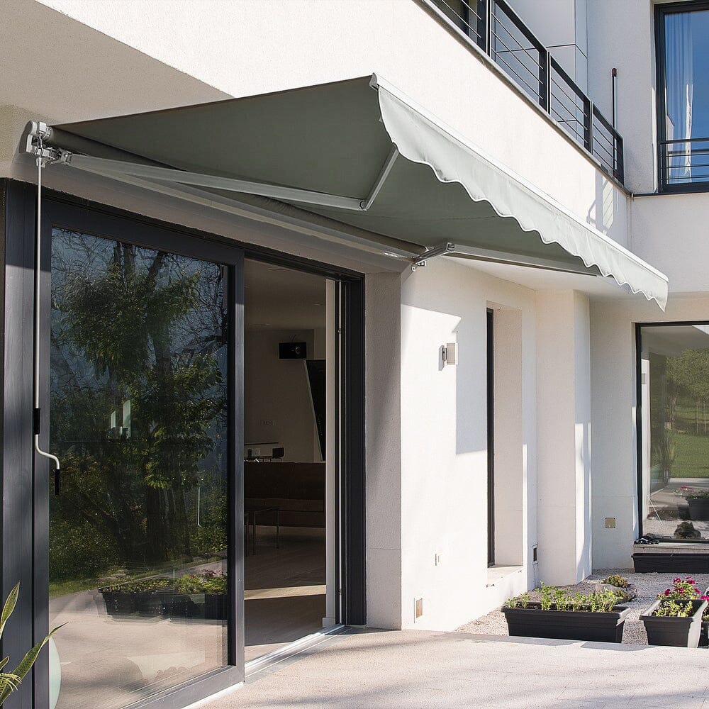 Retractable Patio Awning - Manual Shelter - Grey Patio Awnings Living and Home L 350 x W 300 cm