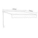 Retractable Patio Awning - Manual Shelter - Grey Awnings Living and Home L 400 x W 300 cm 