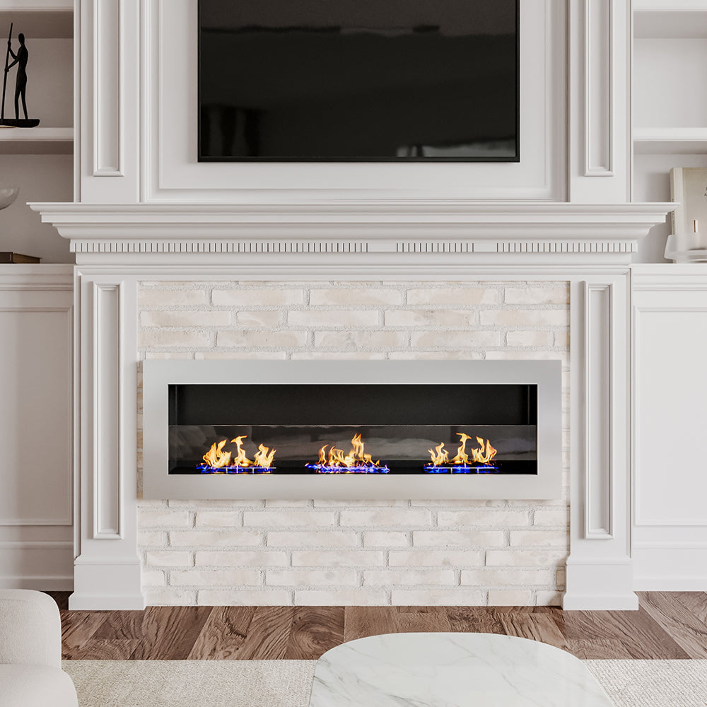 35 Inch 47 Inch Bioethanol Fireplace Wall Mounted Grey Stainless Steel Bio Ethanol Fireplaces Living and Home