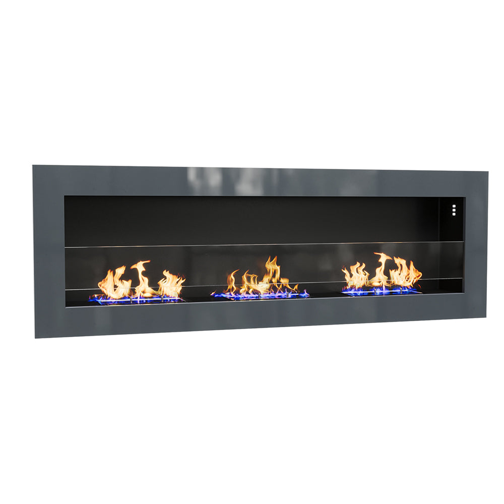 35 Inch 47 Inch Bioethanol Fireplace Wall Mounted Grey Stainless Steel Bio Ethanol Fireplaces Living and Home