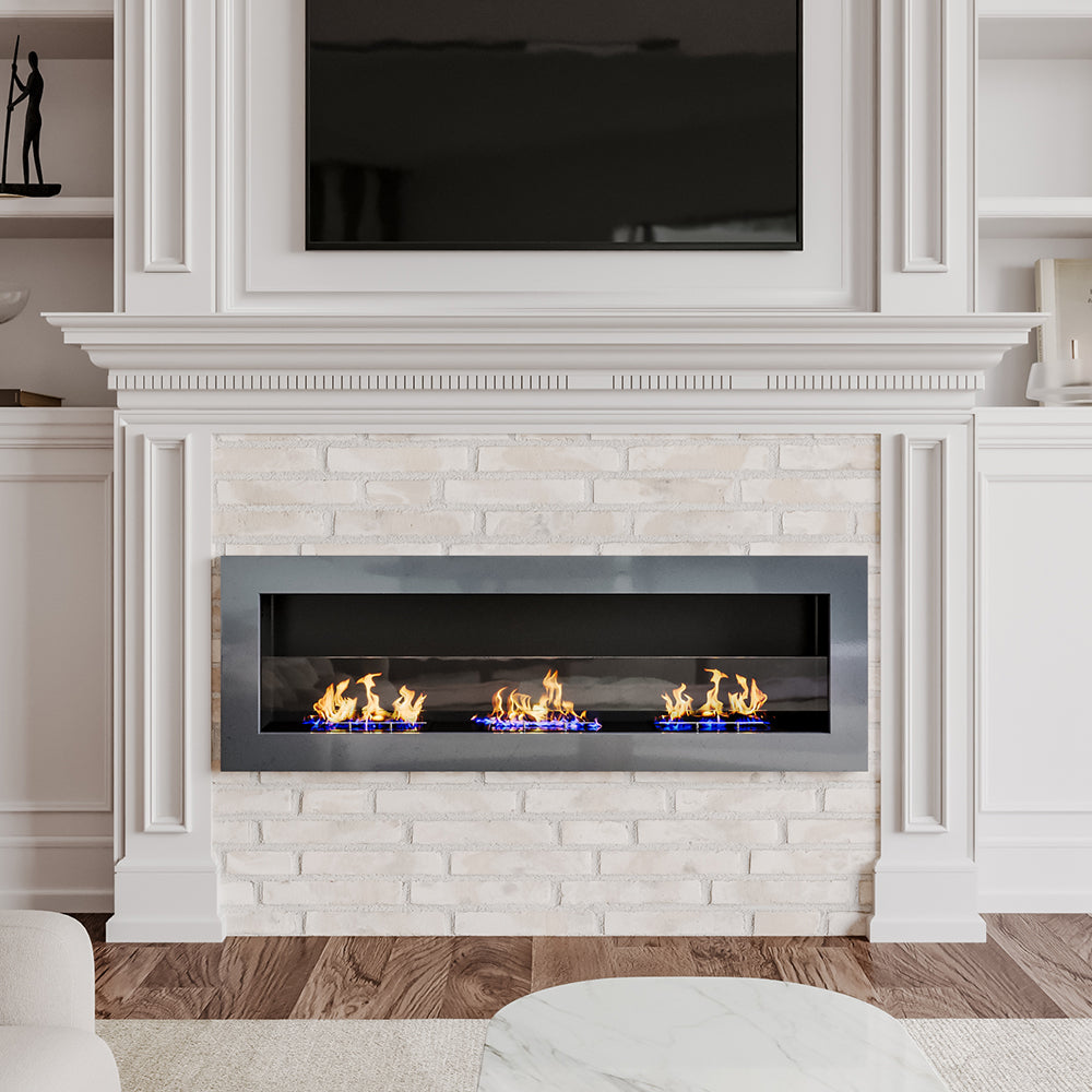 35 Inch 47 Inch Bioethanol Fireplace Wall Mounted Grey Stainless Steel Bio Ethanol Fireplaces Living and Home