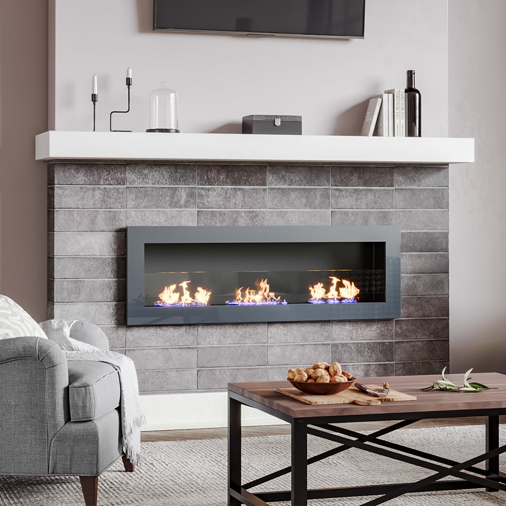 35 Inch 47 Inch Bioethanol Fireplace Wall Mounted Grey Stainless Steel Bio Ethanol Fireplaces Living and Home