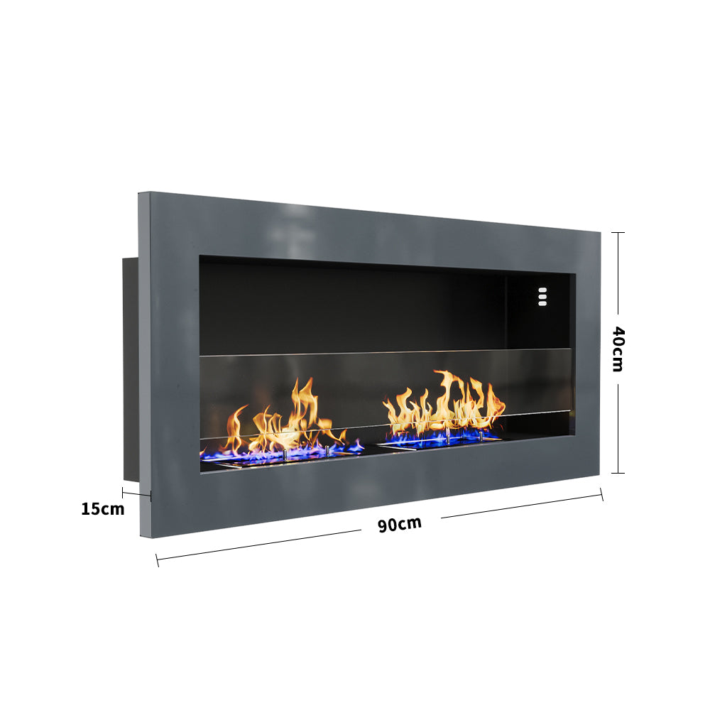 35 Inch 47 Inch Bioethanol Fireplace Wall Mounted Grey Stainless Steel Bio Ethanol Fireplaces Living and Home