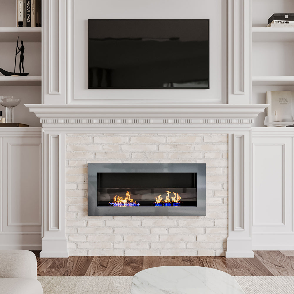 35 Inch 47 Inch Bioethanol Fireplace Wall Mounted Grey Stainless Steel Bio Ethanol Fireplaces Living and Home