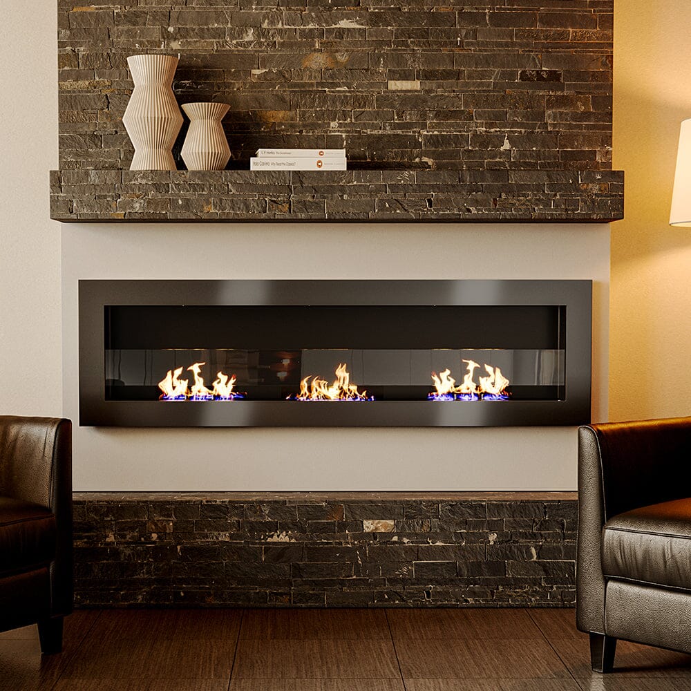 55 Inch Bio Ethanol Fireplace Wall Mounted Insert Biofire 4 Colour Options Bio Ethanol Fireplaces Living and Home Black