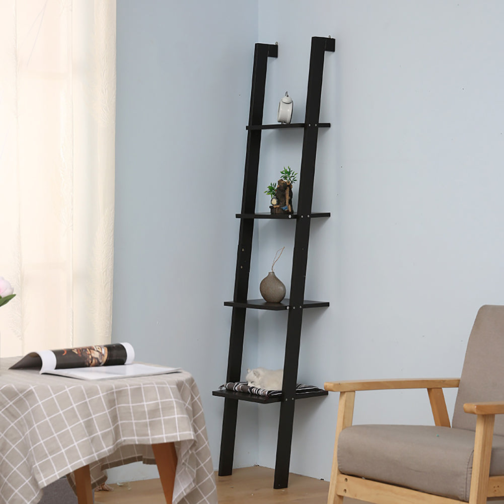 4-Tier Book Display Shelf Rustic Black Book Shelf Shelves & Racks Living and Home