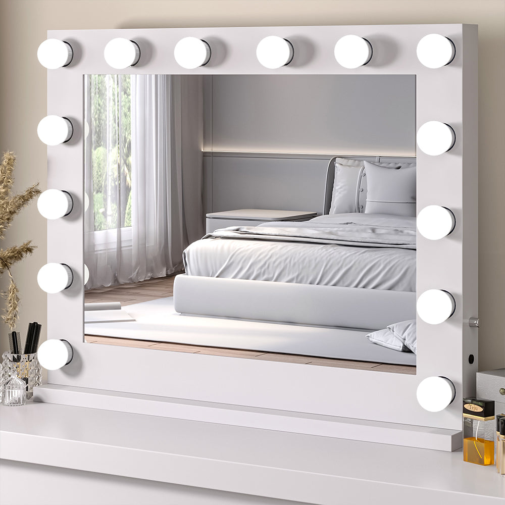 Metal Round Lighted Makeup Mirror for Tabletop Face Mirrors Living and Home 80cm