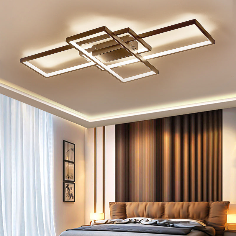 Modern LED Ceiling Light with 3 Black Rectangle Lampshades Ceiling Light Living and Home