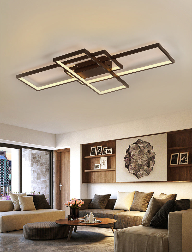 Modern LED Ceiling Light with 3 Black Rectangle Lampshades Ceiling Light Living and Home