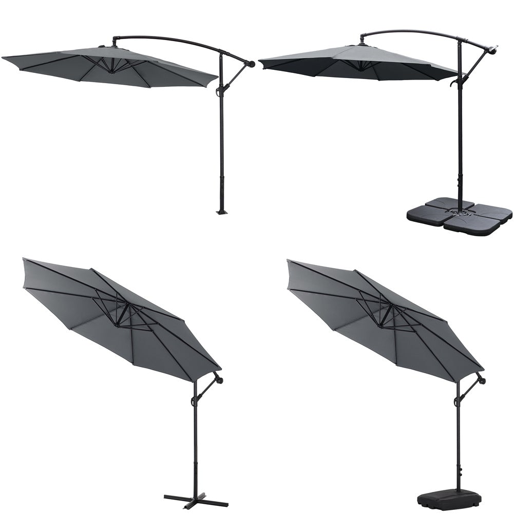 3M Dark Grey Sun Parasol Hanging Banana Umbrella Parasols Living and Home