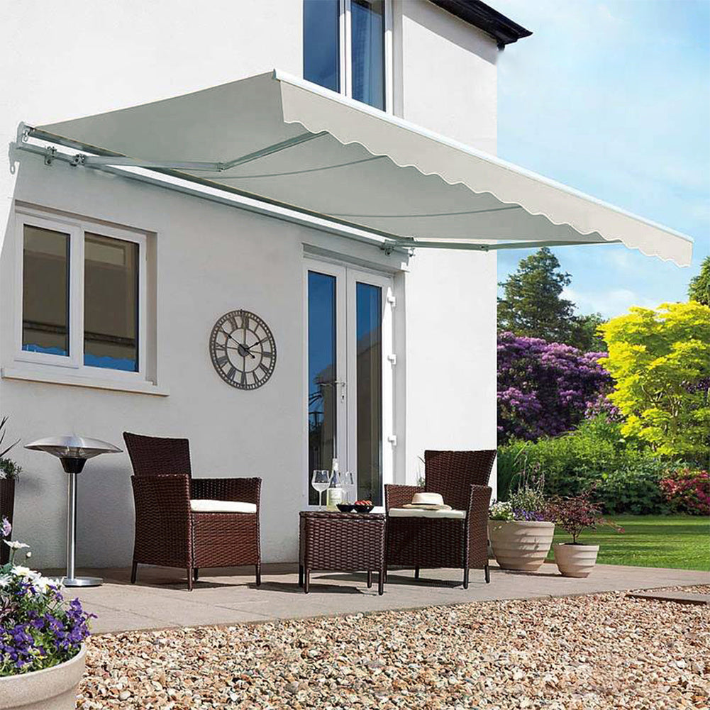 Retractable Patio Awning - Manual Shelter - Grey Awnings Living and Home