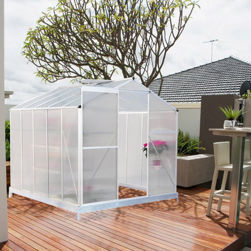 White Framed Garden Hobby Greenhouse with Vent Garden greenhouse Living and Home 10' x 6' ft With base frame