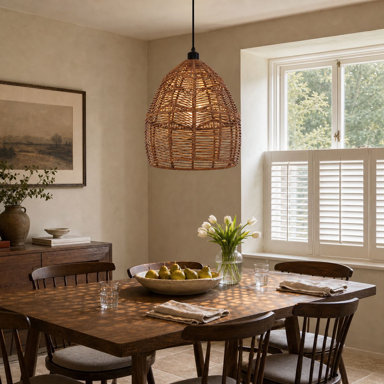 Lightsin Boho Rattan Pendant Light – Handwoven Wicker Ceiling Light Fixture for Living Room, Kitchen, and Bohemian Interiors Lightsin UK 