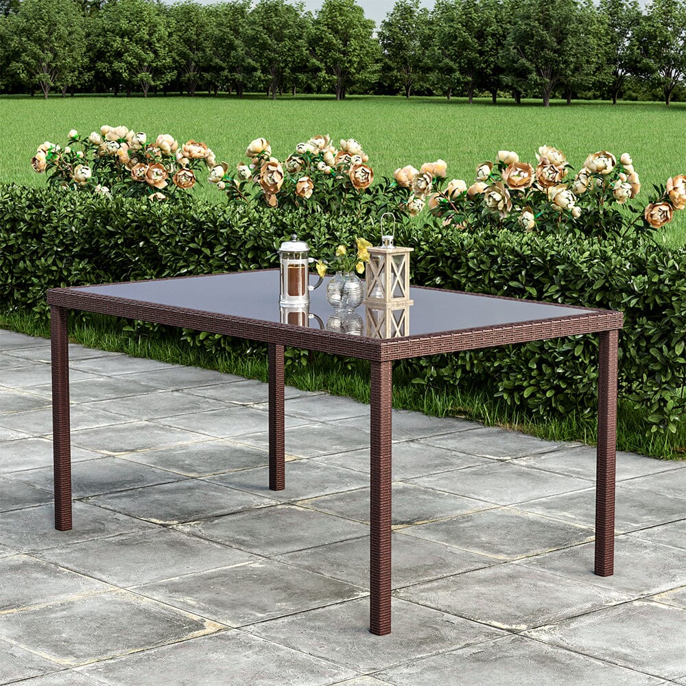 Garden Table Dining Patio Outdoor Table Black/Brown Garden Dining Tables Living and Home 