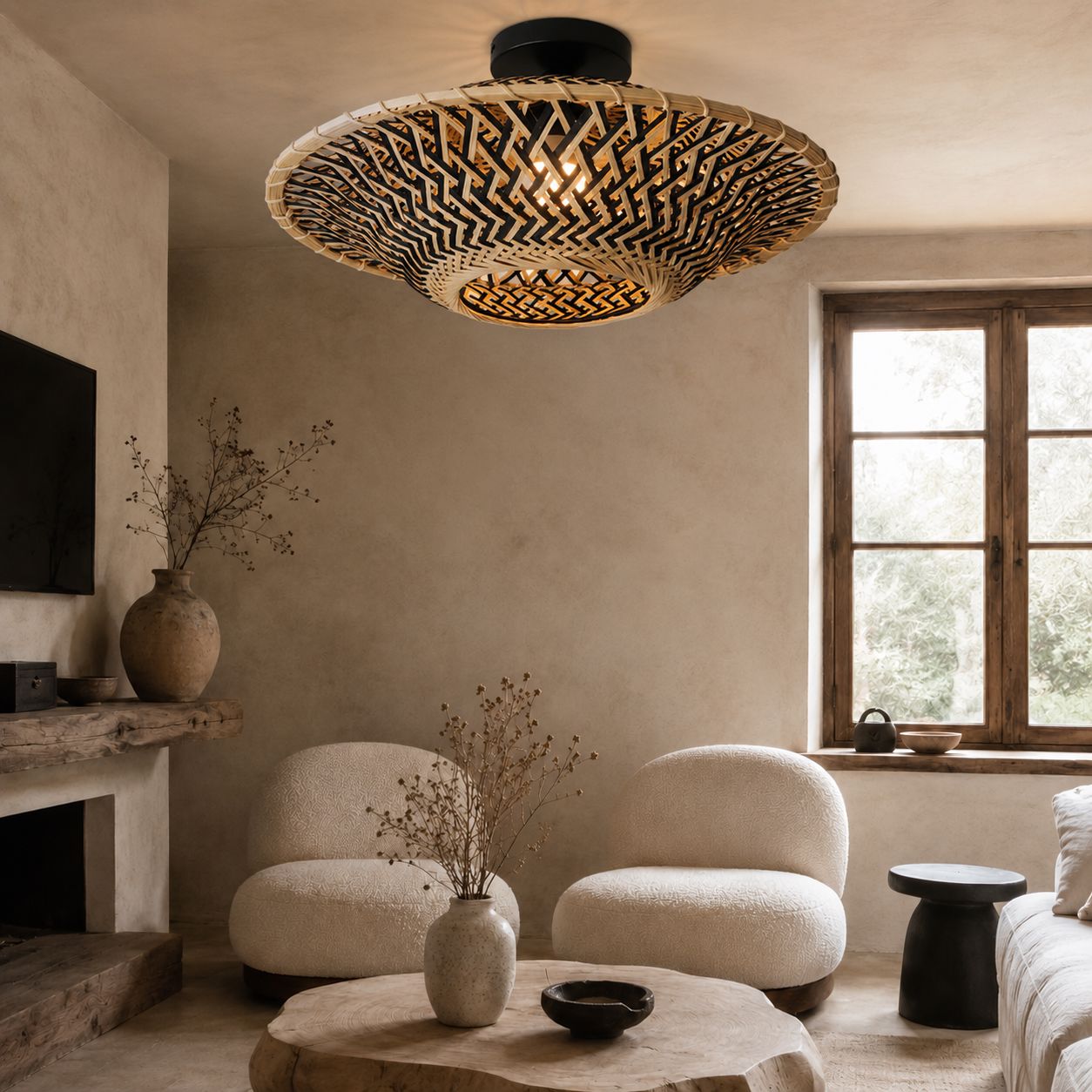 Lightsin Bamboo Radiance Handwoven LED Ceiling Light Lightsin UK 