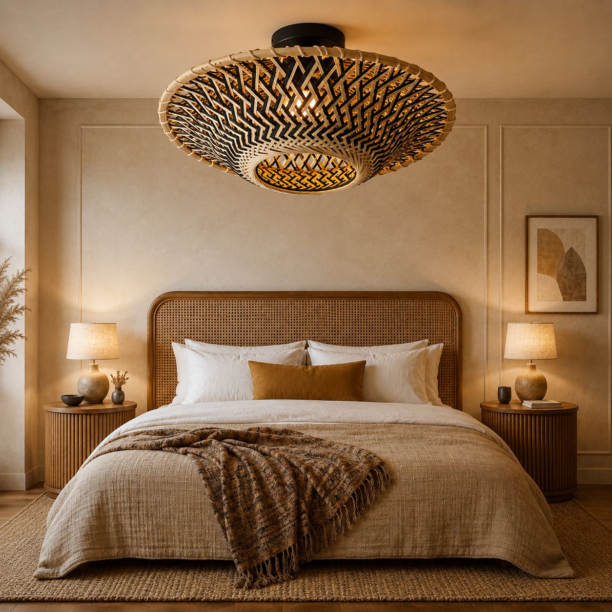 Lightsin Bamboo Radiance Handwoven LED Ceiling Light Lightsin UK 