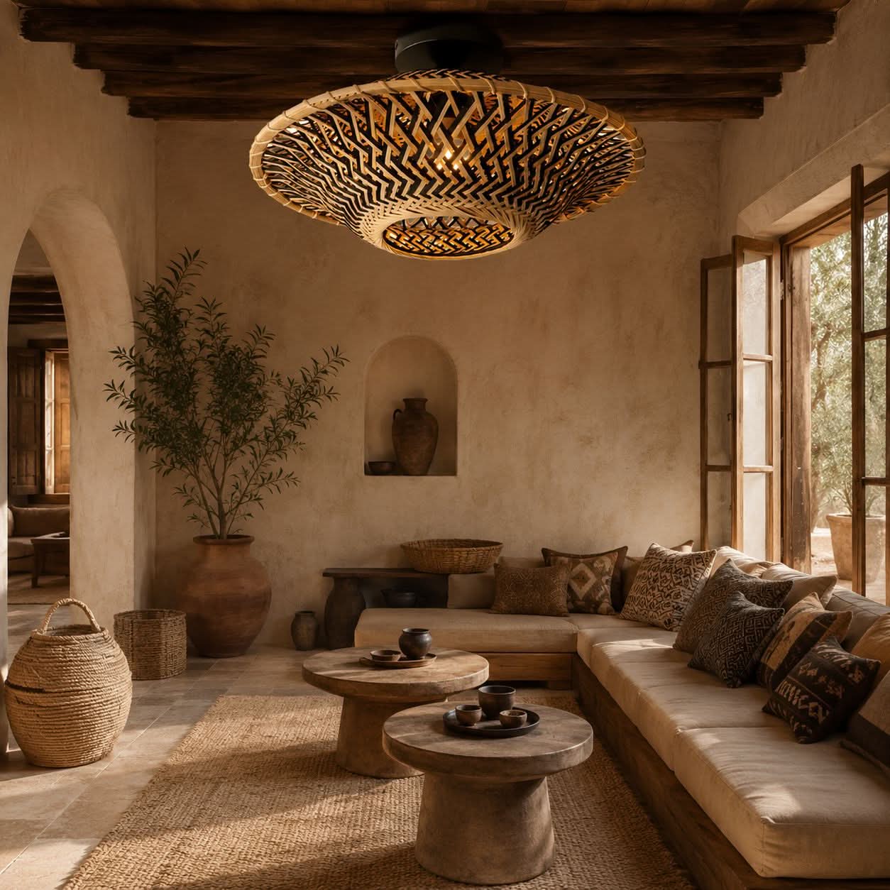 Lightsin Bamboo Radiance Handwoven LED Ceiling Light Lightsin UK 