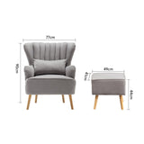 Grey Linen Armchair and Footstool Wingback Chairs Living and Home 