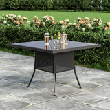 Garden Dining Table Rattan Bistro Table & Parasol Hole Garden Dining Tables Living and Home Square Black 
