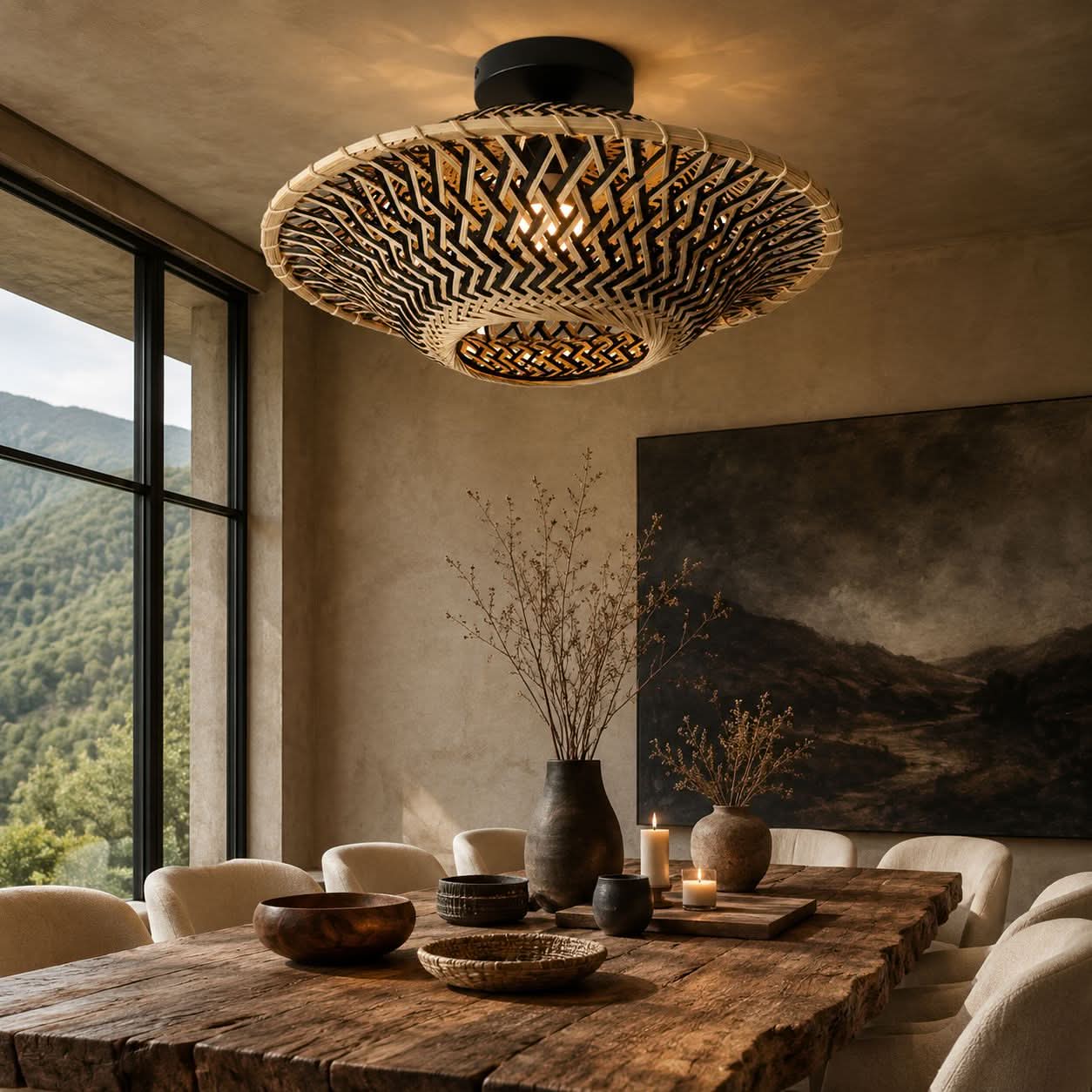 Lightsin Bamboo Radiance Handwoven LED Ceiling Light Lightsin UK 