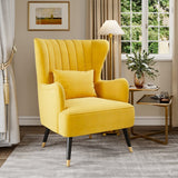 Comfortable Velvet Wingback Armchair with Cushion Wingback Chairs Living and Home 
