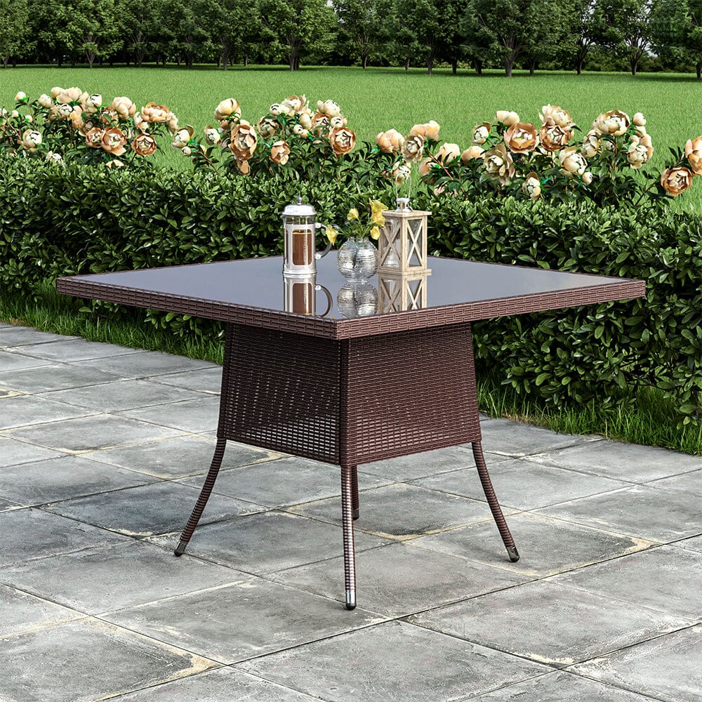 Garden Dining Table Rattan Bistro Table & Parasol Hole Living and Home