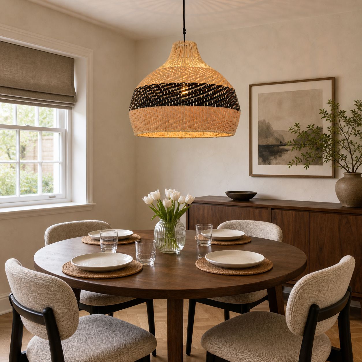 Lightsin Handwoven Rattan Pendant Light – Natural Woven Ceiling Light for Kitchen, Bedroom & Living Room Lightsin UK 
