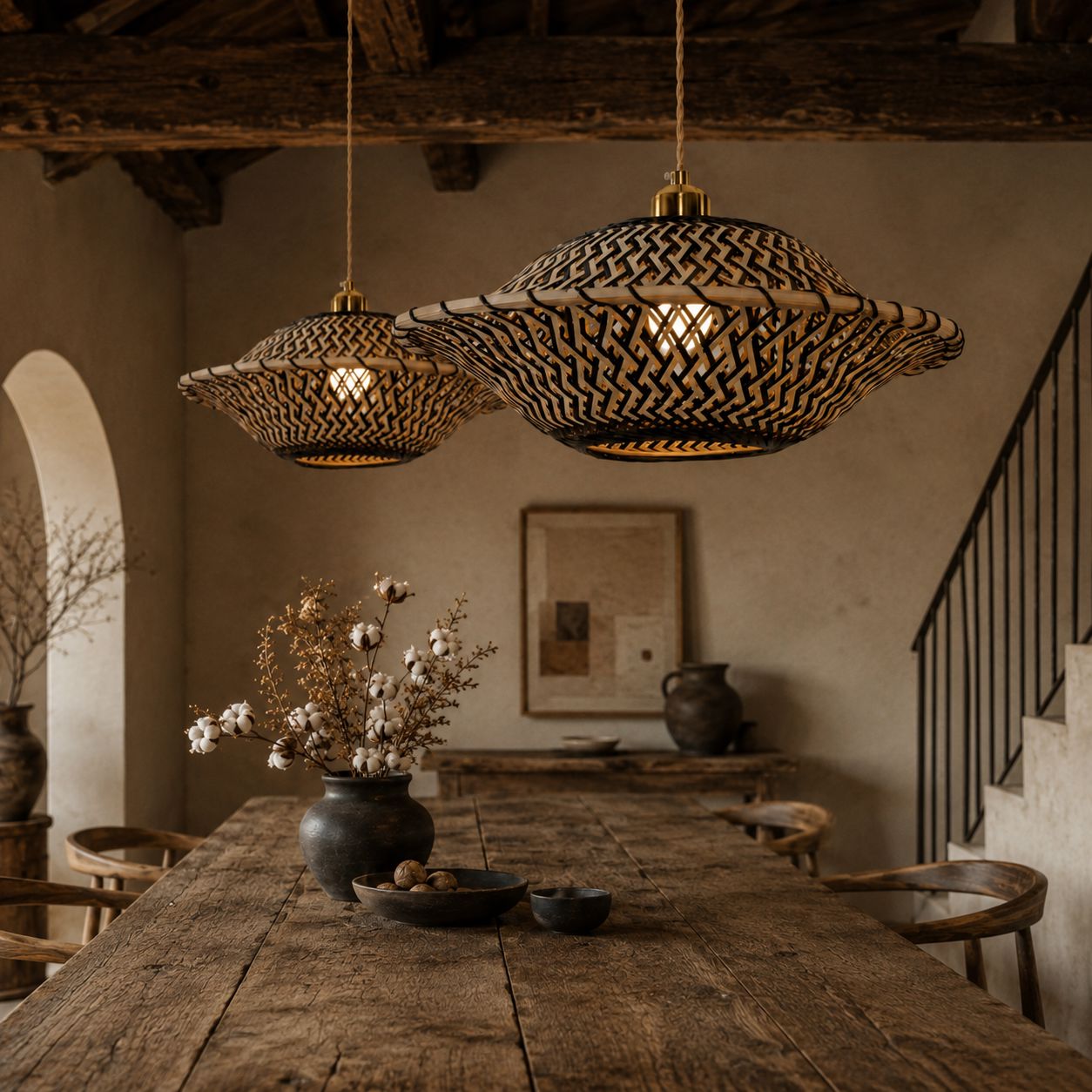 Lightsin Elegant Black & Natural Design Bamboo Pendant Light Lightsin UK 