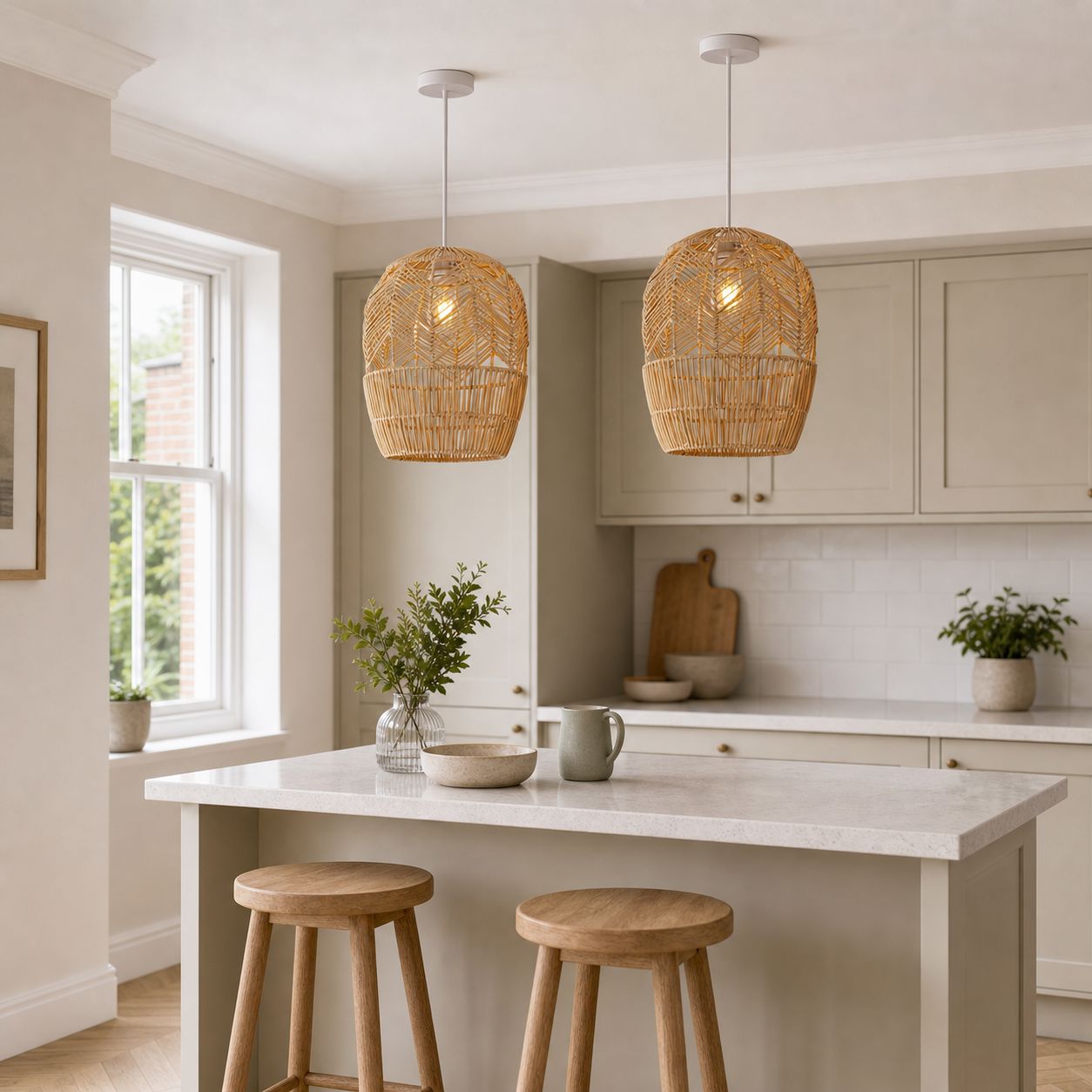 Lightsin Corrugated Elliptical Rattan Pendant Light for Living Room & Dining Room Lightsin UK 