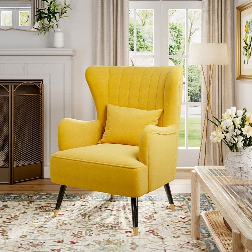 Comfortable Velvet Wingback Armchair Cushion
