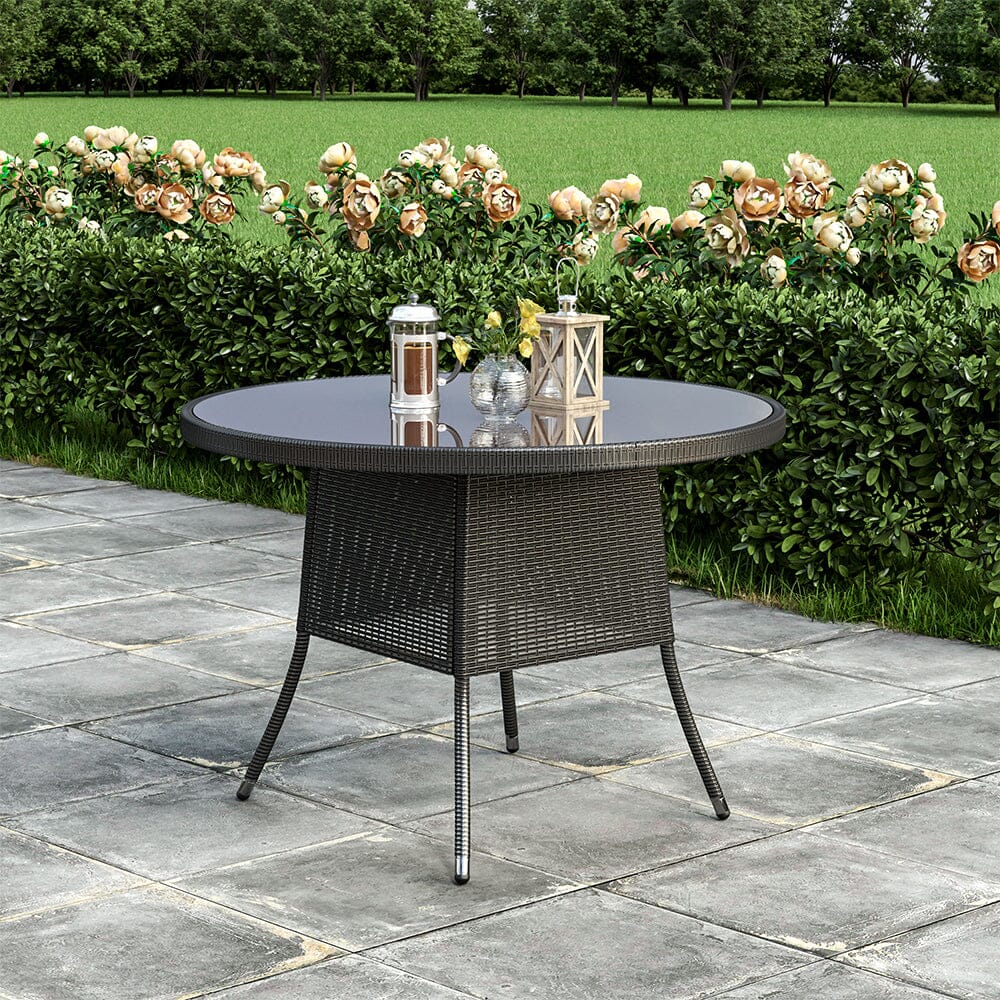 Garden Dining Table Rattan Bistro Table & Parasol Hole Living and Home