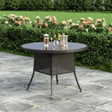 Garden Dining Table Rattan Bistro Table & Parasol Hole Garden Dining Tables Living and Home Round Black 