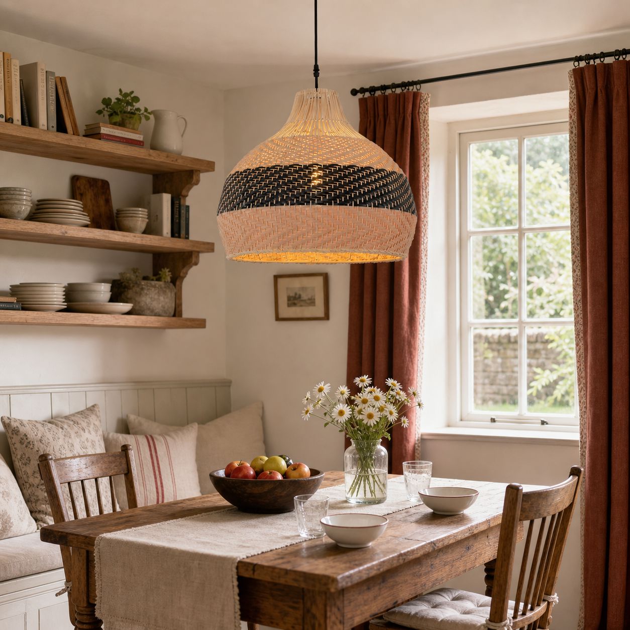 Lightsin Handwoven Rattan Pendant Light – Natural Woven Ceiling Light for Kitchen, Bedroom & Living Room Lightsin UK 