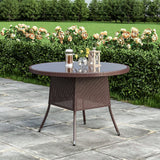Garden Dining Table Rattan Bistro Table & Parasol Hole Garden Dining Tables Living and Home Round Brown 