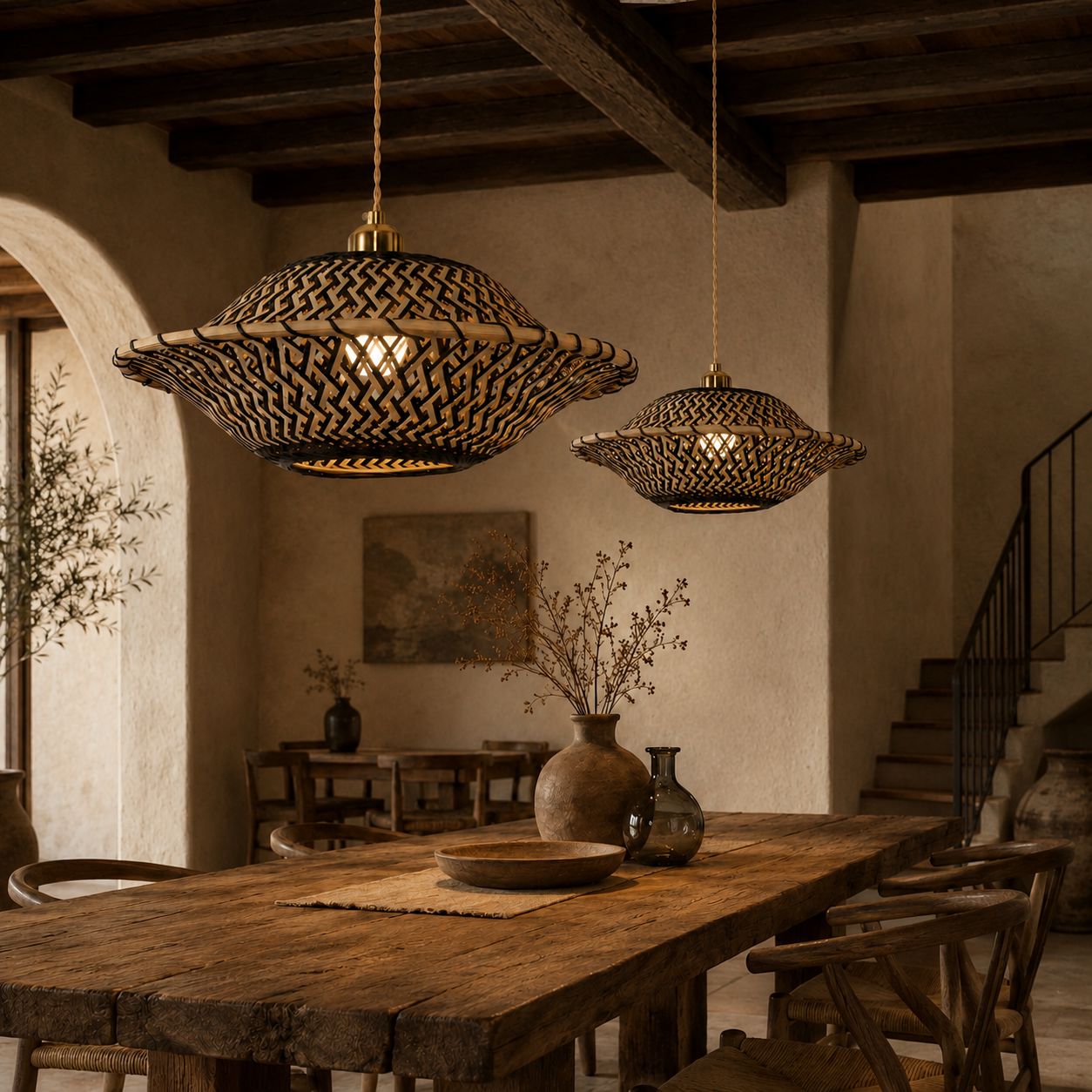 Lightsin Elegant Black & Natural Design Bamboo Pendant Light Lightsin UK 