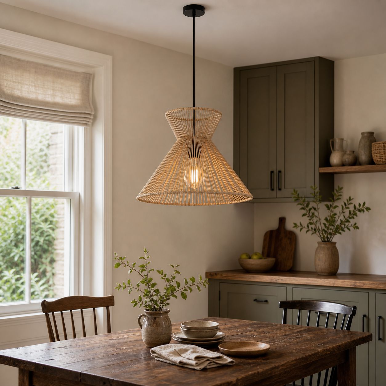 Lightsin Handwoven Paper Rope Pendant Light – Eco-Friendly Ceiling Fixture for Kitchen, Living Room & Bathroom Lightsin UK 