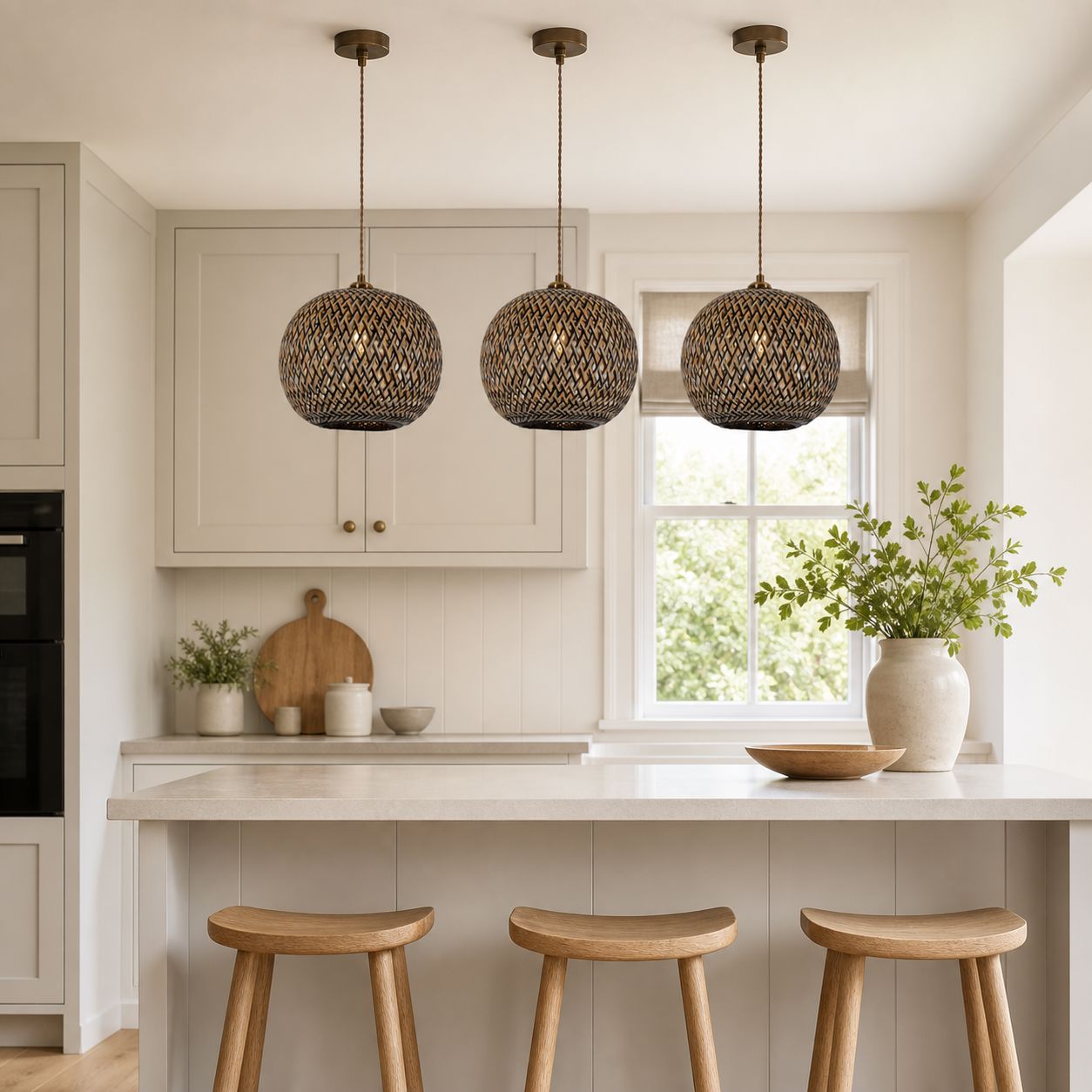 Lightsin Modern Black and Natural Bamboo Handwoven Pendant Light Lightsin UK 