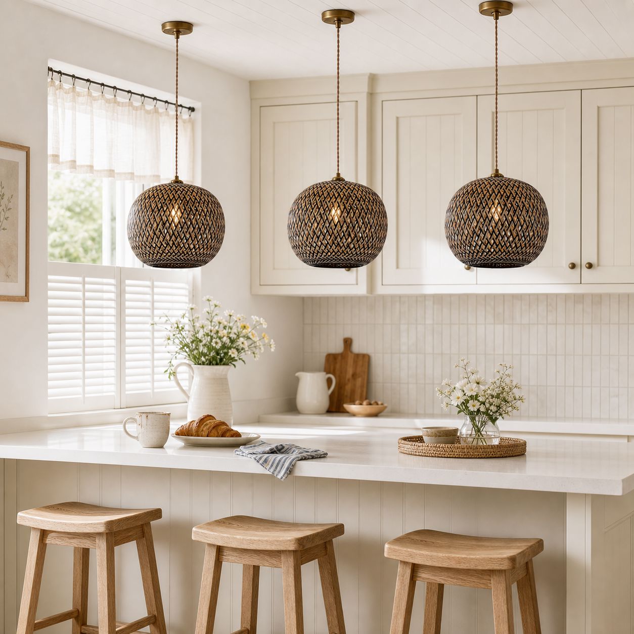 Lightsin Modern Black and Natural Bamboo Handwoven Pendant Light Lightsin UK 