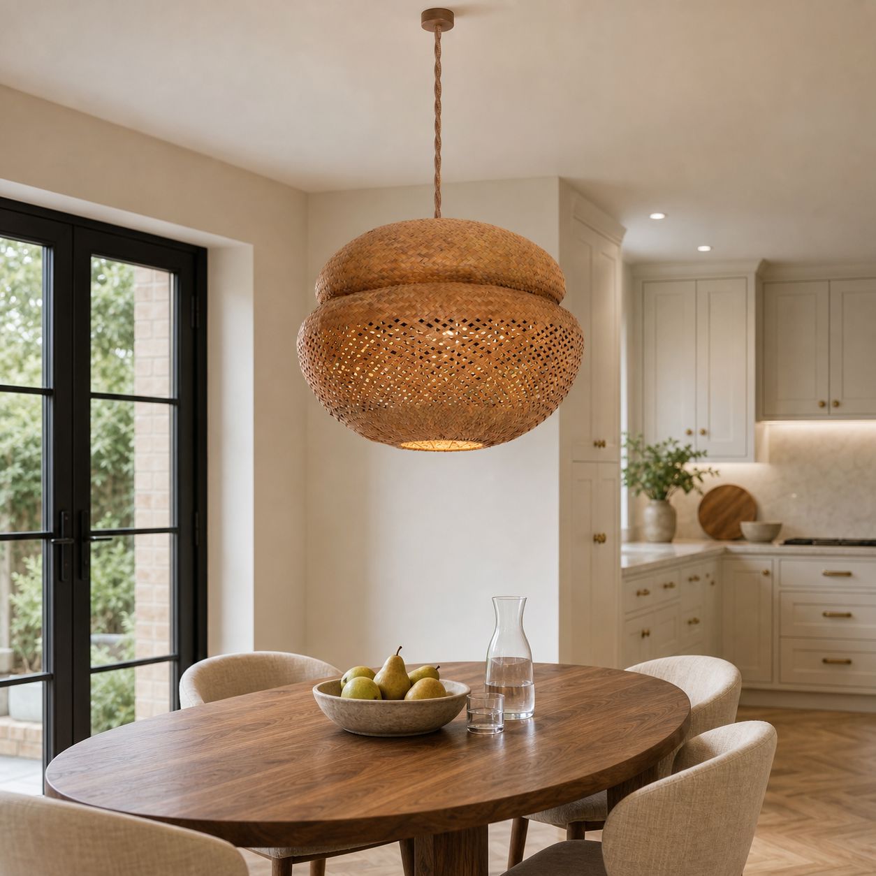 Lightsin Handwoven Natural Bulrush Pendant Ceiling Light with Pot Lid-Inspired Design Lightsin UK 