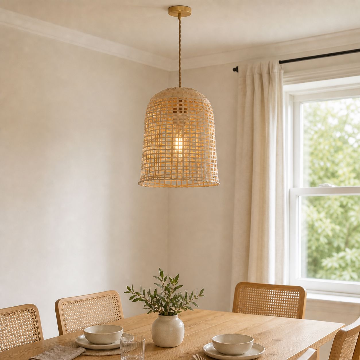Lightsin Eco-Friendly Natural Woven Bamboo Pendant Light for Cozy Ambiance Lightsin UK 