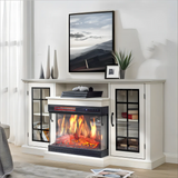 150cm W Electric Fireplace TV Stand with Glass Door Closed Storage 3 Flame Colours