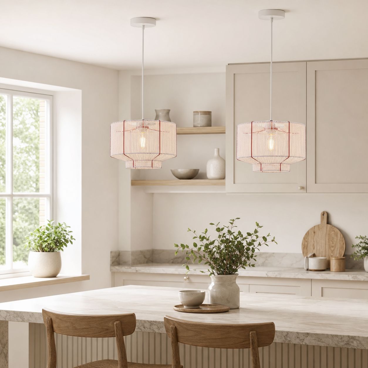 Lightsin Modern Handwoven White Paper Rope Pendant Light for Cozy Interiors Lightsin UK 