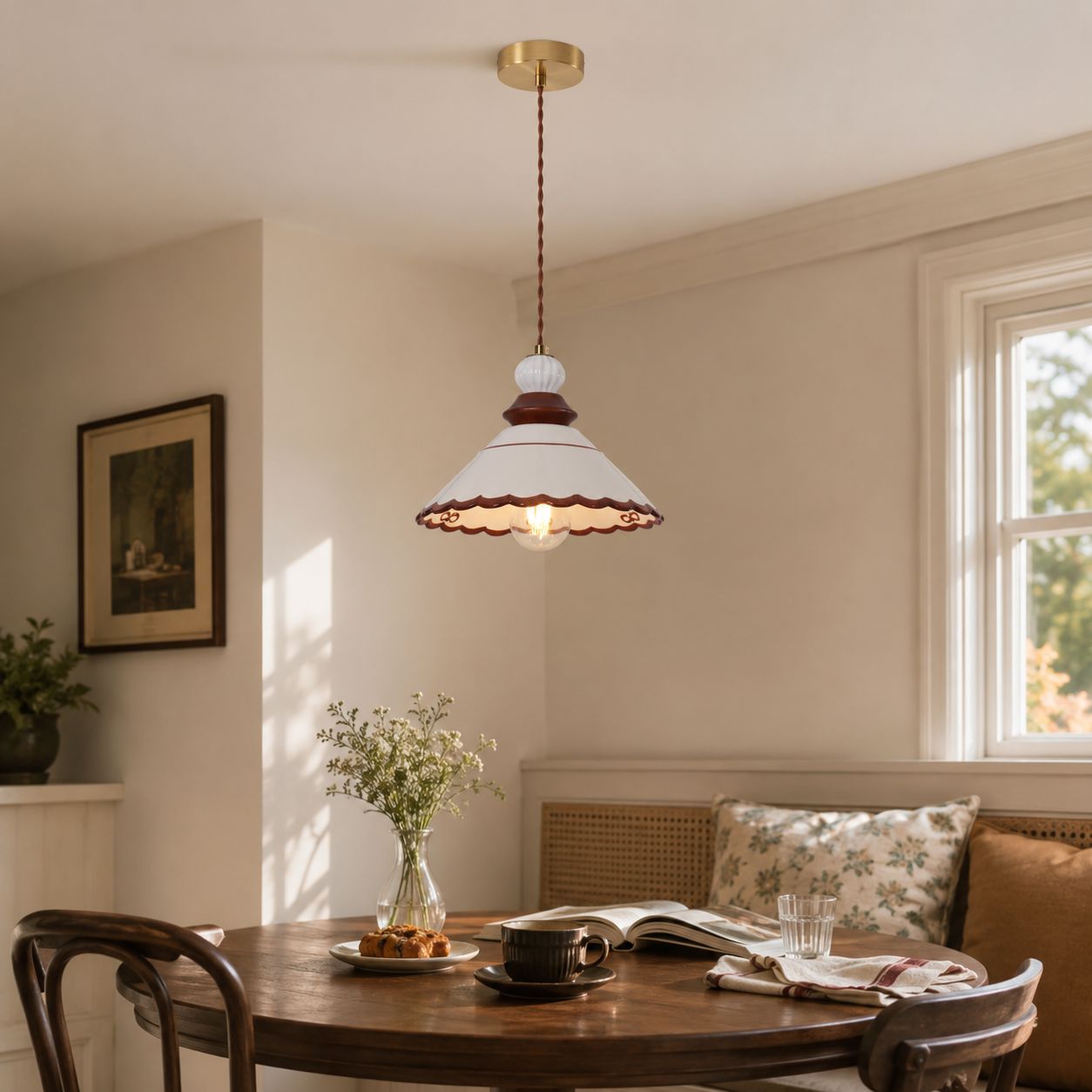 Brown Ceramic Lace Pendant Light | E27 Decorative Ceiling Lamp Pendant Light Lightsin UK Pre-Order 