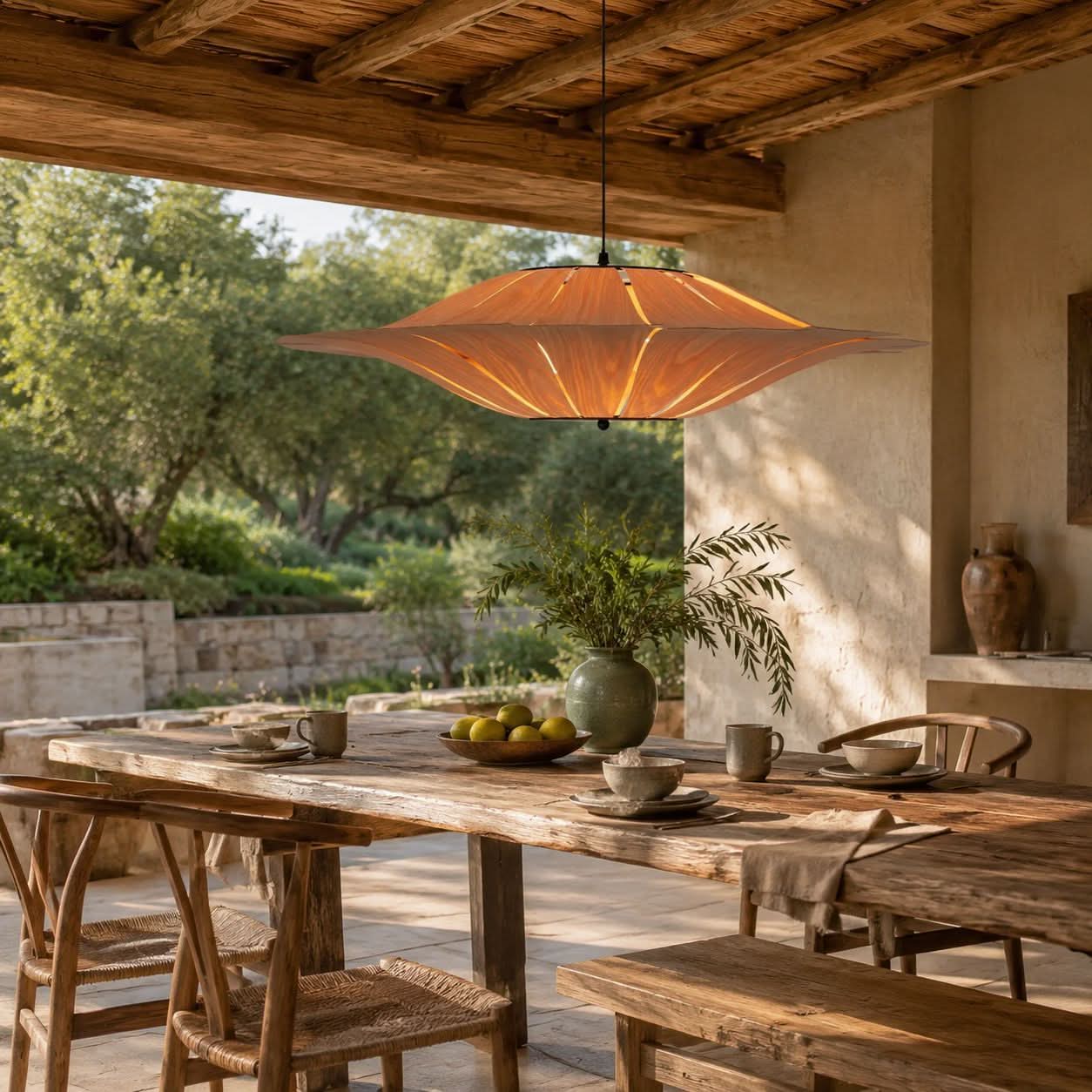 Lightsin Serene Wood Veneer LED Pendant Light with Tranquil Disc Design Lightsin UK 