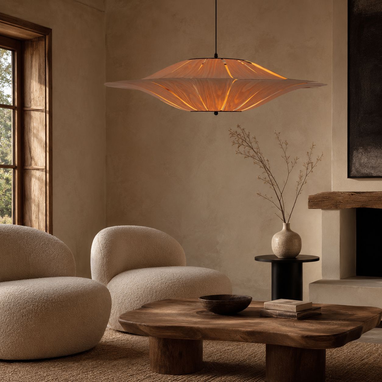 Lightsin Serene Wood Veneer LED Pendant Light with Tranquil Disc Design Lightsin UK 