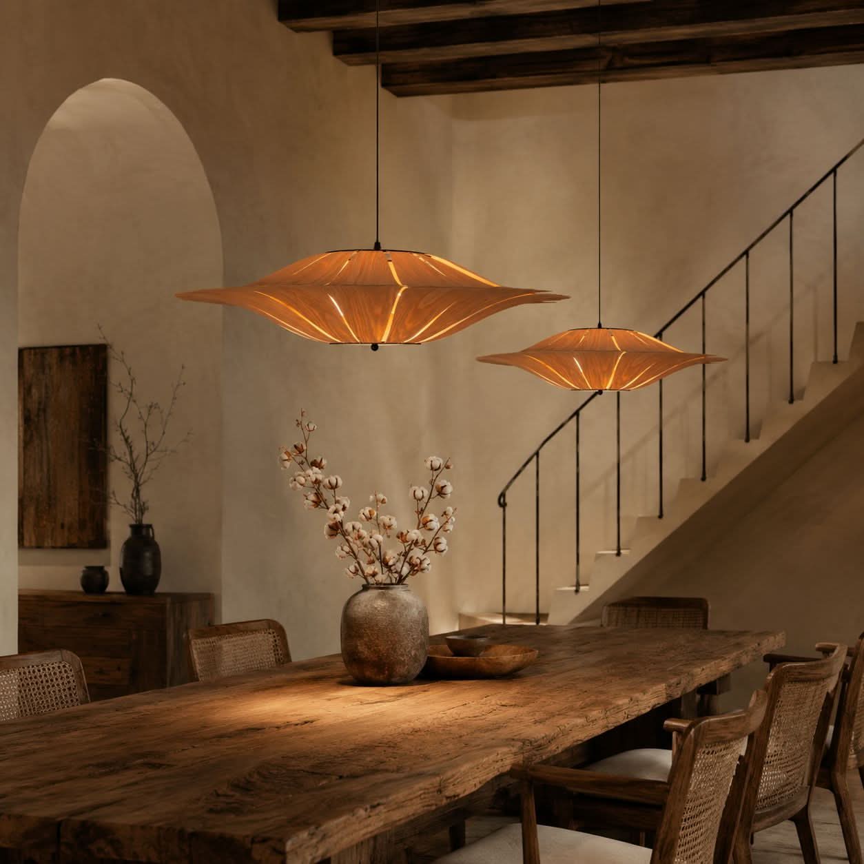 Lightsin Serene Wood Veneer LED Pendant Light with Tranquil Disc Design Lightsin UK 