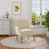 Leisure Velvet Armchair with Gold-plated Metal Legs Other Occasional Chairs Living and Home Creamy White 